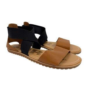 Sorel Ella Sandal Two Tone Black and Tan Size 10.5